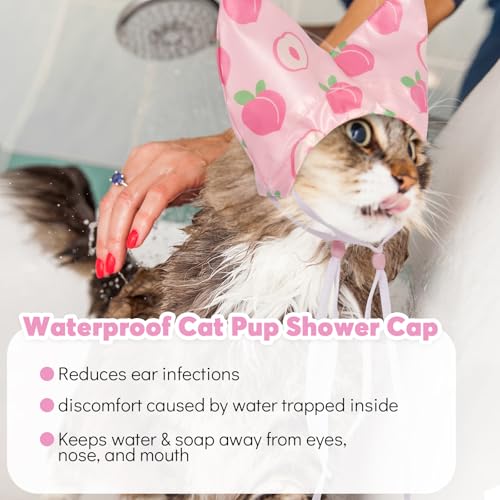 Image of Nanaki Adjustable Cat Shower Cap-Waterproof Sphynx Shower Cap For Cats | For Small Dogs Kitten Puppy, Reusable Pet Ear Protection Ear Covers for Bath Grooming Ear Drops Guard
