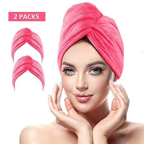 MASBRILL Microfibre Hair Towel Wrap, 2 Pack Anti Frizz Hair Drying Towel