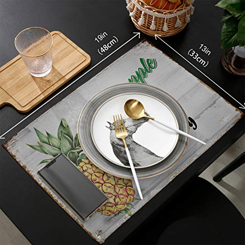Libaoge 6 Placemats With Matching Table Runner 70 Inches Long Pineapple Burlap Farmhouse Table Runner And Placemats Set For Kitchen Dining Table Wedding Party Holiday Dinner #TOP5