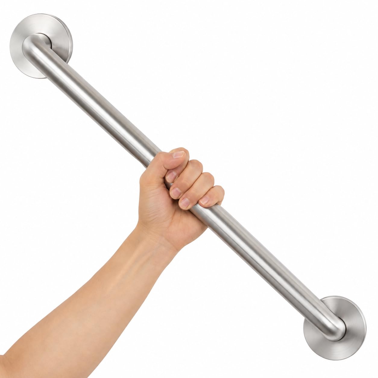 Haltegriff Dusche 60cm für Senioren, Edelstahl gebürstet Ø32mm Wandgriff | Badewannengriff aus SUS304 Edelstahl, Bis 200kg belastbar, sicherer Haltegriff für Badewanne, WC & Dusche
