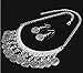 QIAN0813 Dancing Gypsy Jewelry Ethnic Coin Bib Necklace Drop Earring 2 Pcs Jewelry Set Women Exotic Bohemian Accessories (Antique Silver)