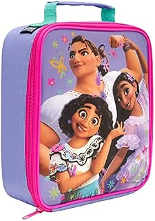 Disney Encanto Insulated Reusable Kids Lunch Bag with Handle  Official Merchandise 600D Polyester Food Cooler  Durable Food & Drink Thermal Tote for School Nursery Snacks Picnic - Pink & Purple