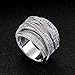 CHWLNJN S925 Sterling Silver Shiny Full Diamond Multilayer Winding Ring Cubic Zirconia Ring Anniversary Ring CZ Diamond Eternal Engagement Wedding Ring Fashion Men's And Women's Jewelry Size 6-10 (10)