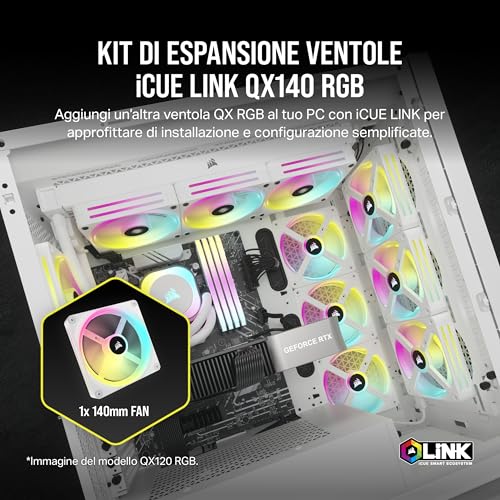CORSAIR iCUE LINK QX140 RGB Cupola Magnetica da 140 mm Ventola - Bianco - Sistema di raffreddamento - Immagine 1