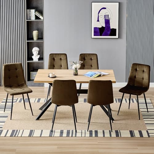 LEWE Conjunto de Comedor con Mesa 6 Sillas