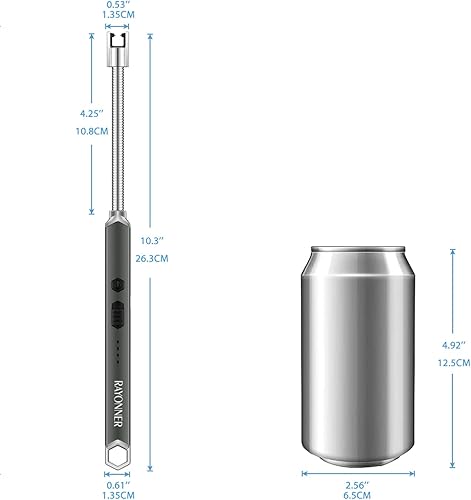 Miniatura 10 de RAYONNER Encendedor eléctrico de vela largo y flexible, con cuello de plasma, resistente al viento y sin llama, recargable por USB con interruptor