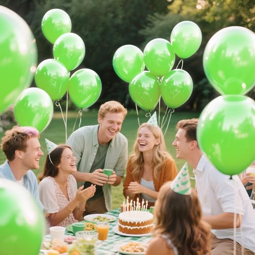 Image of Lime Green Latex Party Balloons, 110 Pack 12 inch Light Green Balloons Round Helium Fruit Green Balloons for Birthday Dinosaur Jungle Baby Shower Party Decoration