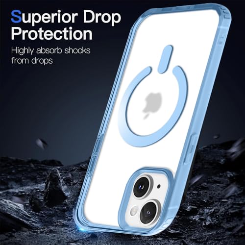 Image of KARWAN️ Hybrid Transparent iPhone 15 Back Cover Case Compatibe with Mag-Safe | Shockproof Design |Camera Protection Bump | Transparent Back Cover Case for iPhone 15 (PC, TPU | Blue