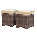 Produktbild Sundo 2 Lounge Hocker, Fußhocker mit Sitzkissen, Gartenhocker mit Füße, Rattanhocker Geflecht braun, Gartenmöbel 44x38x38 cm