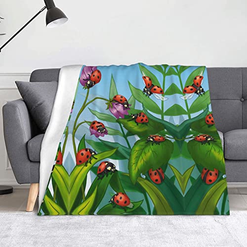 Couverture en flanelle Ladybug plaid canapé microfibre super douce