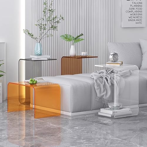 Mesa de acrilico en forma de U transparente y facil de limpiar para sofa 7