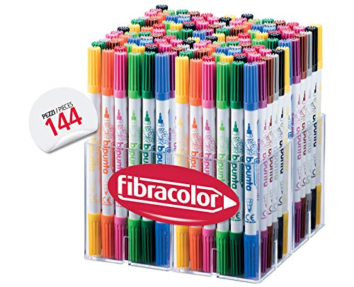 Fibracolor Bipunta multicaja 144 rotuladores punta cónica y punta fina superlavables