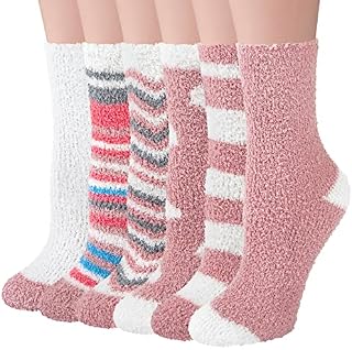 Justay Fluffy Socks Womens Cozy Thermal Socks Girls Soft Fuzzy Socks Winter Warm Socks Home Socks Animal Bed Socks Chiristmas Socks 6 Pairs