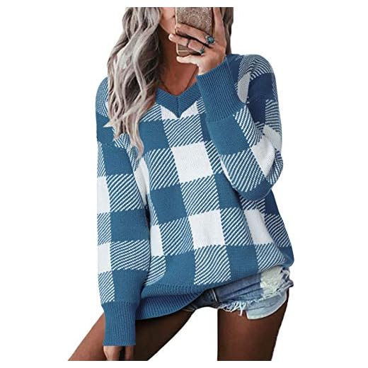 YOINS Tröjor damer ränder sweatshirt toppar stickad tröja färgblock tröja V-ringning tröja långärmad skjortor toppar skjorta skjorta skjorta