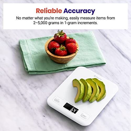 Etekcity Food Kitchen Scale, Digital Grams and Ounces for Weight Loss, Baking, Cooking, Keto and Meal Prep, LCD Display, Medium, White