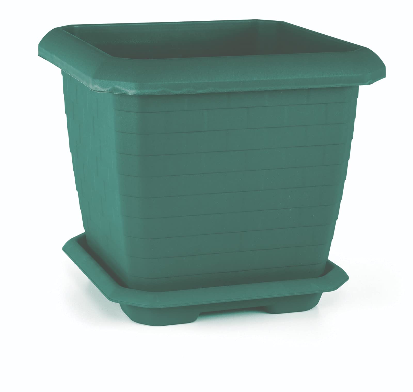 Serinova HK03 Hisar Kare Saksı No:3 Tabaklı 37 cm, 25,5 Litre Yeşil
