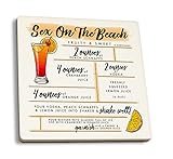 Sex on The Beach, Cocktail Recipe (Absorbent Ceramic Coasters Set of 4 Matching Images, Cork Back, Kitchen Table Decor)