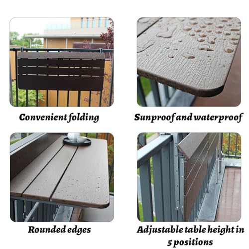 Table de bar de balcon pour balustrade et table d'appoint de jardin