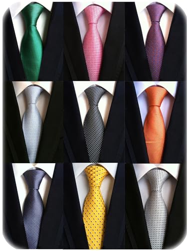 YanLen Lot 9 PCS Classic Men's Tie Necktie Woven JACQUARD Neck Ties - Thumbnail 6