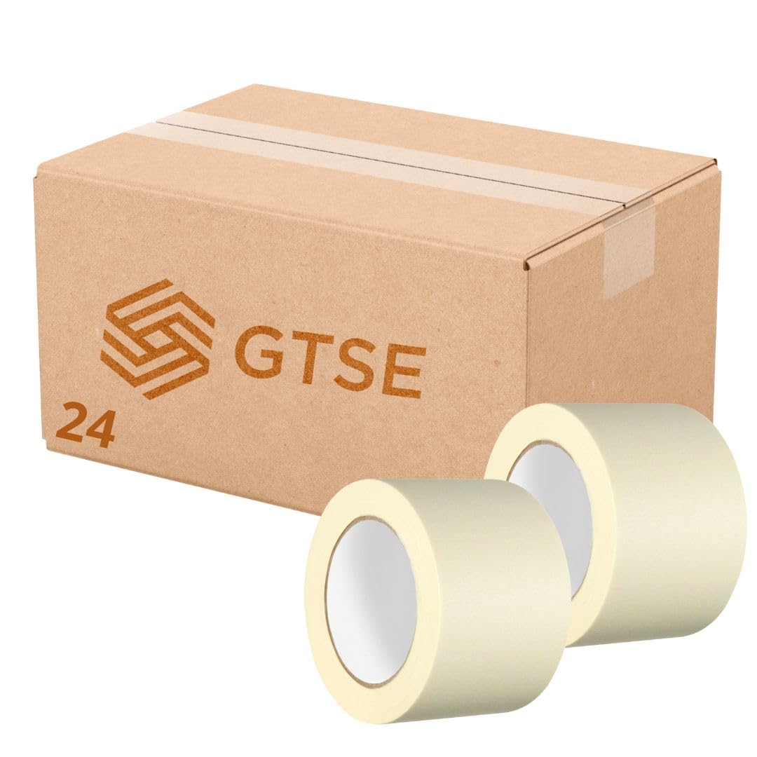 GTSE Masking Tape, 75mm (3”) x 50m, Wide Cream Painters Tape for Painting, Decorating and DIY, 24 Rolls