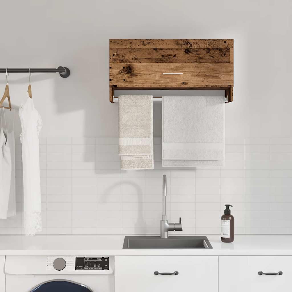 Gecheer Armadio Legno Vecchio, Organizer per Abbigliamento con Asta Appendiabiti 70x32,5x35 cm in Truciolato e Metallo, Armadio da Camera da Letto per Uomo e Donna