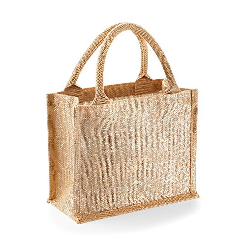 Westford Mill W431 Shimmer Jute Mini Gift Bag - Natural Gold