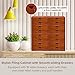 16-Drawer Wooden Storage Box (19.6”x6.89”x19.6”) VIntage Filing Cabinet in Walnut Wood - 16-Slot Wooden Desk Drawer Unit w/Label Holders & Handles - Multi Level Countertop Drawer Organizer