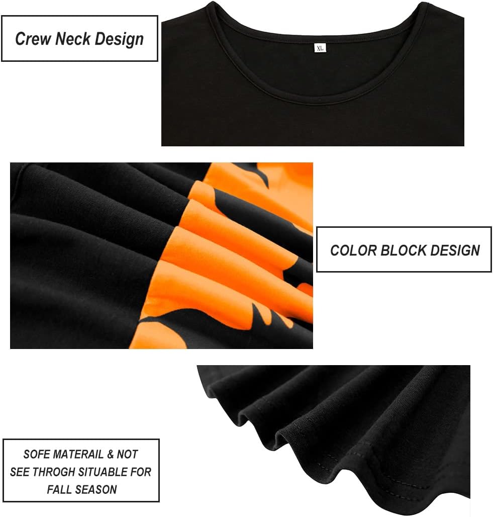 CARCOS Plus Size Tops for Women Color Block Flower/Striped/Camo Crew Neck Long Sleeve Tee Shirt - Image 7