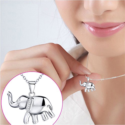 Yfn Lucky Elephant Pendant Necklace Sterling Silver Jewelry With Cubic Zirconial For Women (White Elephant Necklace) #TOP2