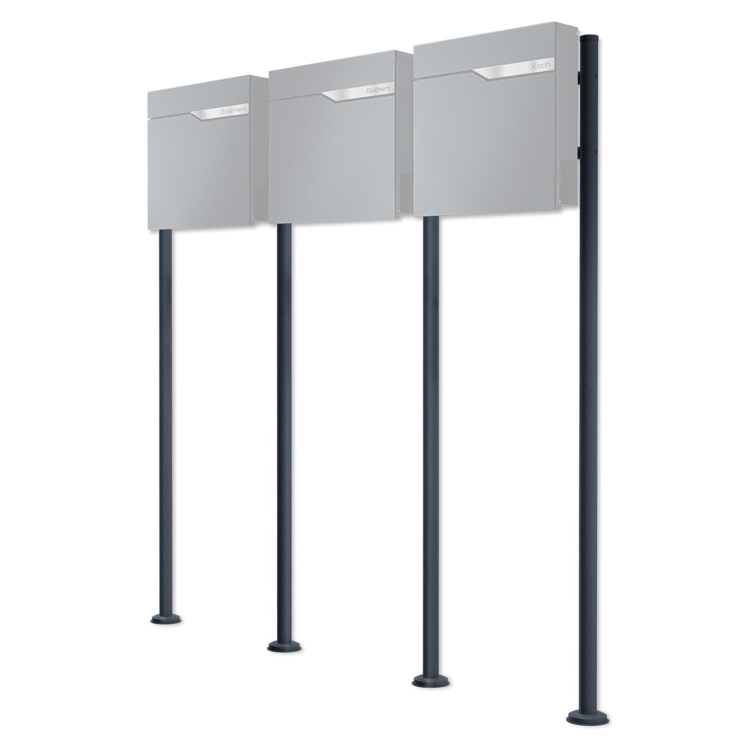 Metzler Erpo Lot de 3 supports de boîte aux lettres anthracite | Support pour 3 boîtes aux lettres | Compatible avec les modèles Siebert, Hoffmann, Ebenhard, etc. | Acier galvanisé | Résistant aux