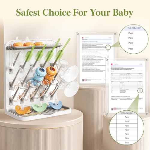 Image of Lifewit Large Baby Bottle Drying Rack 15 Hooks, Newborn Essentials Must Haves, Bottle Storage Organizer for Countertop, Cabinet, Rack Dryer Holder for Pacifiers, Pump Parts, Baby Stuff
