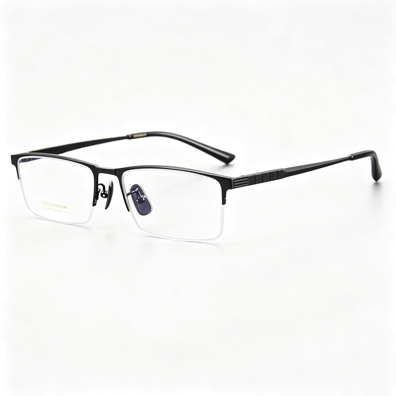 KLJUddGY Eyewear Frames Pure Titanium Glasses Square Reading Glasses Half Rim Spectacles for Computer Non Prescription Eyeglasses Unique(Nero)