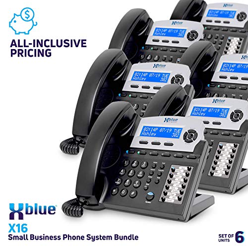 Xblue X16 Small Business Phone System Bundle With (6) Phones - (6) Outside Line & (16) Phone Capacity - Includes Auto Attendant, Voicemail, Caller Id, Paging & Intercom #TOP2