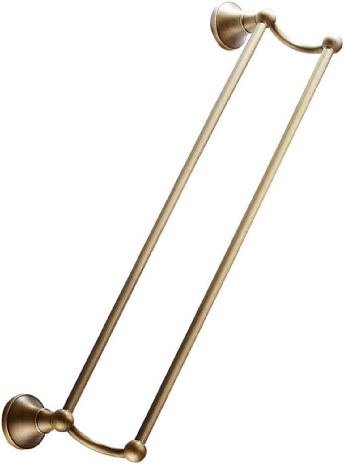 Towel Racks Rail Bath Holder Double Bar Rack Shelf Storage Bathroom Dish Cloth Hanger Wall Hanging(Golden)