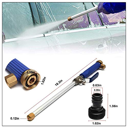 Hihey hogedruk-watersproeier, waterlans met uittrekbare veerslang, 2 x reinigingsmondstuk, spuitmonden, tuinslang… - Afbeelding 6