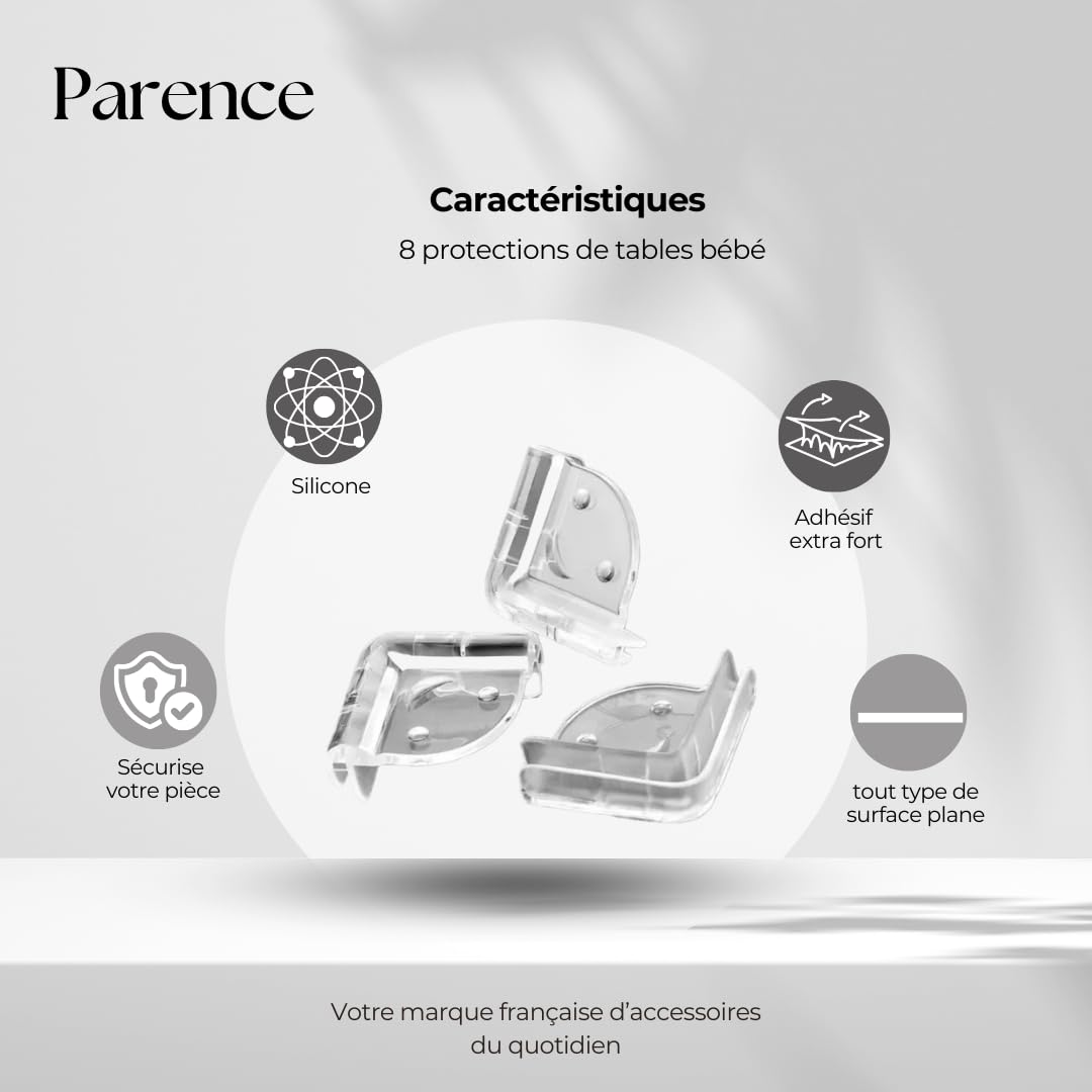 PARENCE.- Zestaw 8 ochraniaczy narożników - Bezpieczeństwo dzieci - Narożniki stołu - 8 sztuk (trójkąt)
