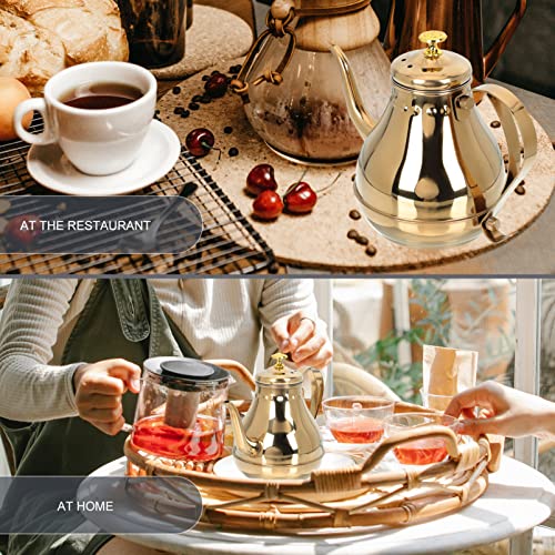 Yarnow Tea Kettle With Infuser For Loose Leaf Stainless Steel Teapot 1. 2L Coffee Tea Pot Strainer For Stovetop Gold #TOP5