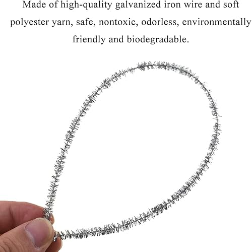 Miniatura 2 de HAHIYO 70 unidades de limpieza de tuberías plateadas de 12 pulgadas x 0.236in, tallo de felpilla extra largo, limpiador de tubos de felpilla estable