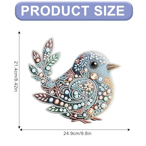 Image of Large Hanging Diamond Art Kits For Adults, Bird Diamond Art Suncatcher Kits | Special Shaped Diamond Painting Hanging, DIY 5D Crystal Diamond Art Pendant Kit, Window Suncatchers Craft