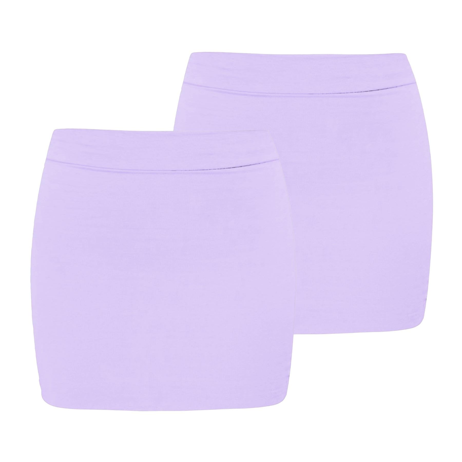 Hamishkane Women's Lilac Hamishkane® Bodycon Mini Skirt, Pack Of 2 Stretchy Plain Summer Skirts For Uk, High Waisted Micro Pencil Skirt, Elegant Casual Wear, Stylish Party Wear