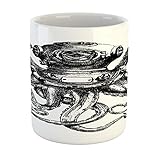 Ambesonne Octopus Mug, Vintage Style Diver Octopus Marine Animal Tentacles Scuba Concept, Ceramic...