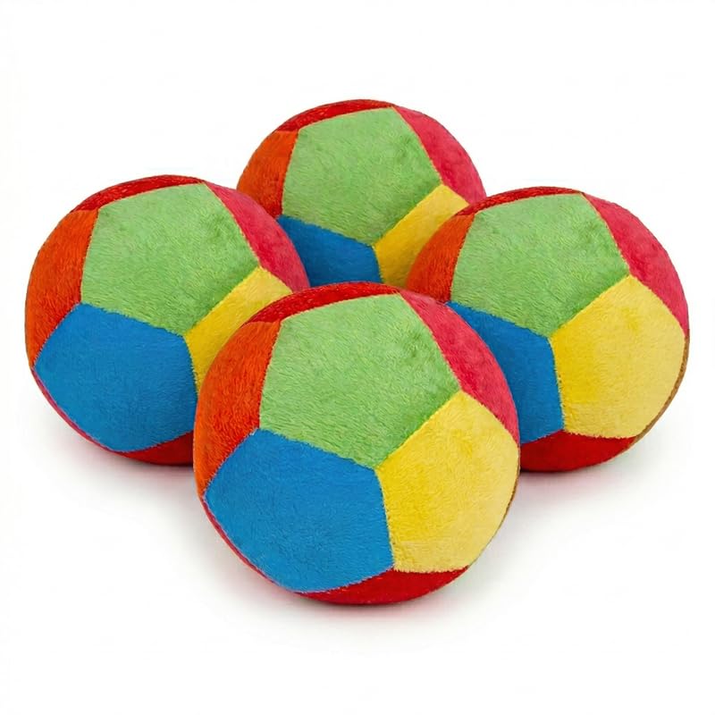 Image of HUG 'n' FEEL SOFT TOYS 8 cm Baby Rattle Ball 4pcs - Soft & Safe Plastic Toy for Infants | Colorful Sound-Making Toy | Early Learning & Motor Skill Development