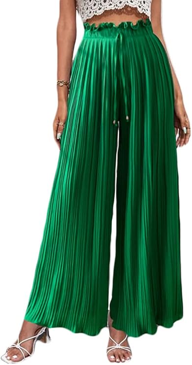 Osheoiso Pantalon Femme Élégant Taille Élastique Grande Taille - Palazzo Léger Pour Été