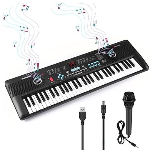 61 Key Keyboard Piano, Electric Piano Music Keyboard with Teaching Mode, Microphone, Sheet Music Stand and Power Supply, portable keyboard piano for Beginners-A1