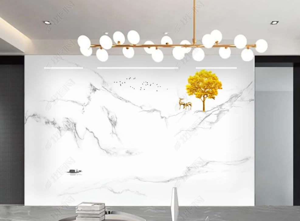 Papier peint intissé marbre blanc Jazz 200x140 cm poster mural salon