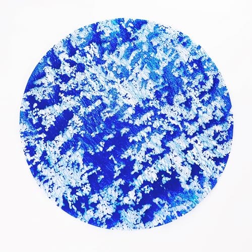 Snowkingdom Disposable Royal Blue Round Placemats Set of 12 Metallic Glitter Foil Mesh Dinning Table Place Mates Blue Doilies 13 Inch for Wedding Birthday Party Holiday Decoration