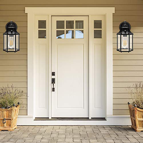 Outdoor Wall Lights with Dusk to Dawn Sensor, Porch Light Fixture Anti-Rust Exterior Waterproof Wall Sconce, Led Outdoor Light Fixtures Wall Mount with LED Bulb for Doorway, Entryway - 2 Pack - Thumbnail 7