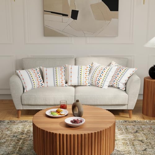 Image of Urban Space Decorative Cotton 200 TC Cushion Cover Set of 5, 16 Inch X 16 Inch Cushion Covers for Sofa, Bedroom, Living Room (Ikkat Orange, Cushion Cover 40Cm X 40Cm, Set of 5)