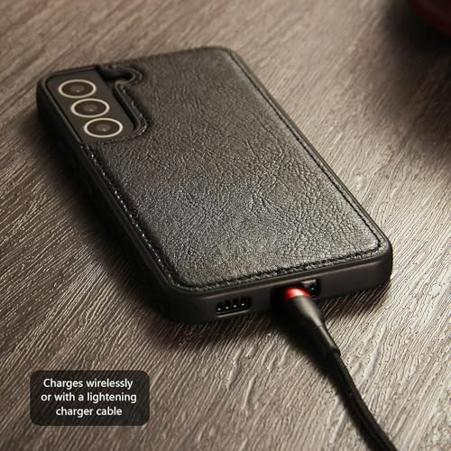 Image of MOBILOVE PU Leather Flexible Shockproof Design Back Case Cover for | Samsung Galaxy S22 Plus 5G (Black)