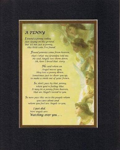 Touching and Heartfelt Poem for Inspirations - A Penny Poem on 11 x 14 inches Double Beveled Matting (Black on Gold)